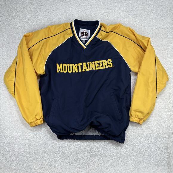 Vtg West Virginia Mountaineers WVU Pullover Baseball Jacket M Spellout Varsity